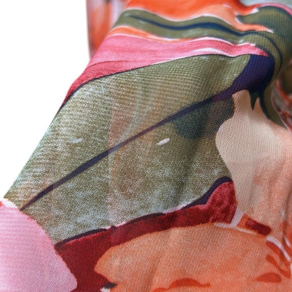 NICOLE MILLER  floral sleeveless halter dress, XL, sheer,chiffon,lined,tiered. - Picture 7 of 15